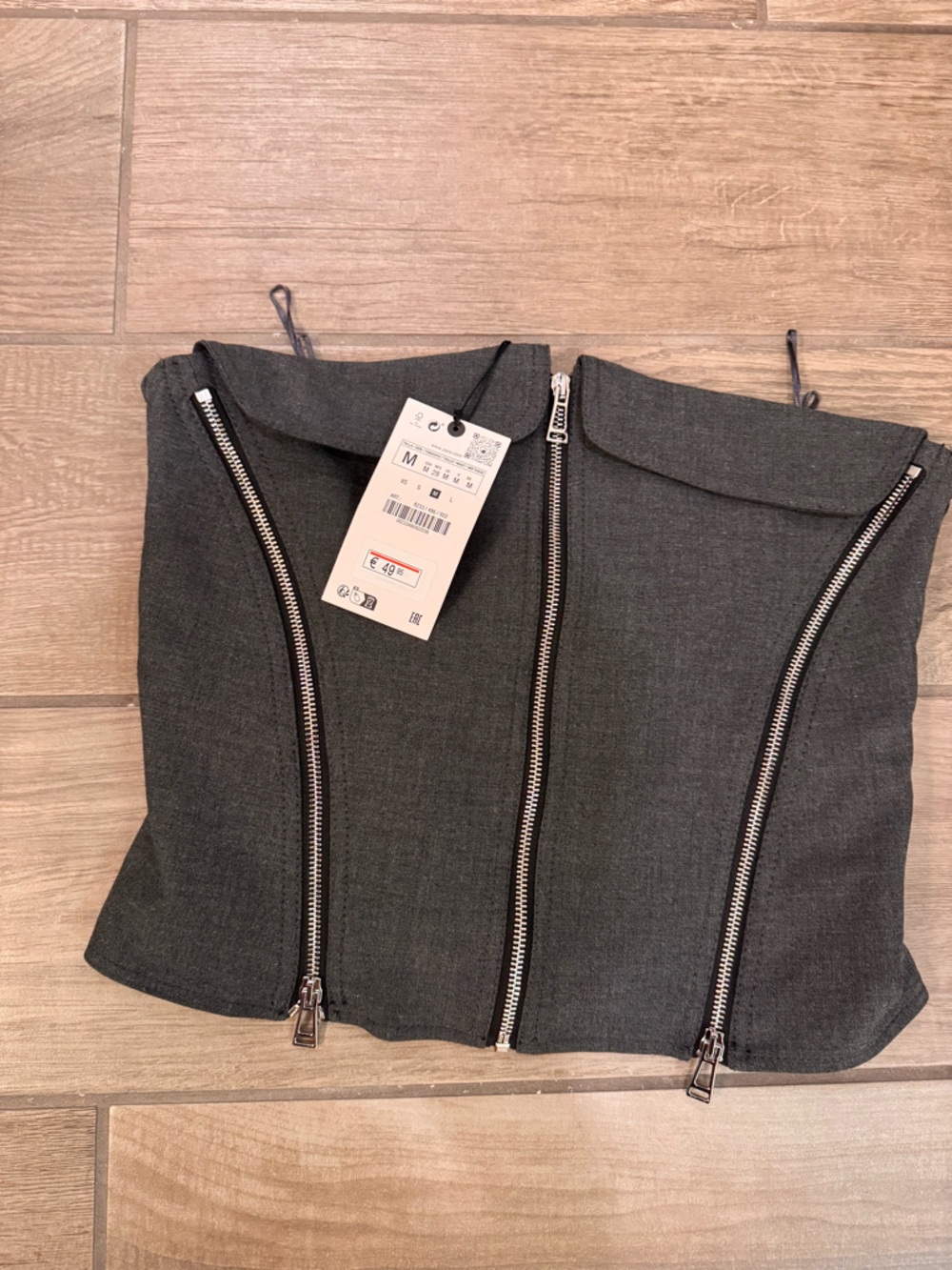 Zara Dark Gray Top with Silver Zipper